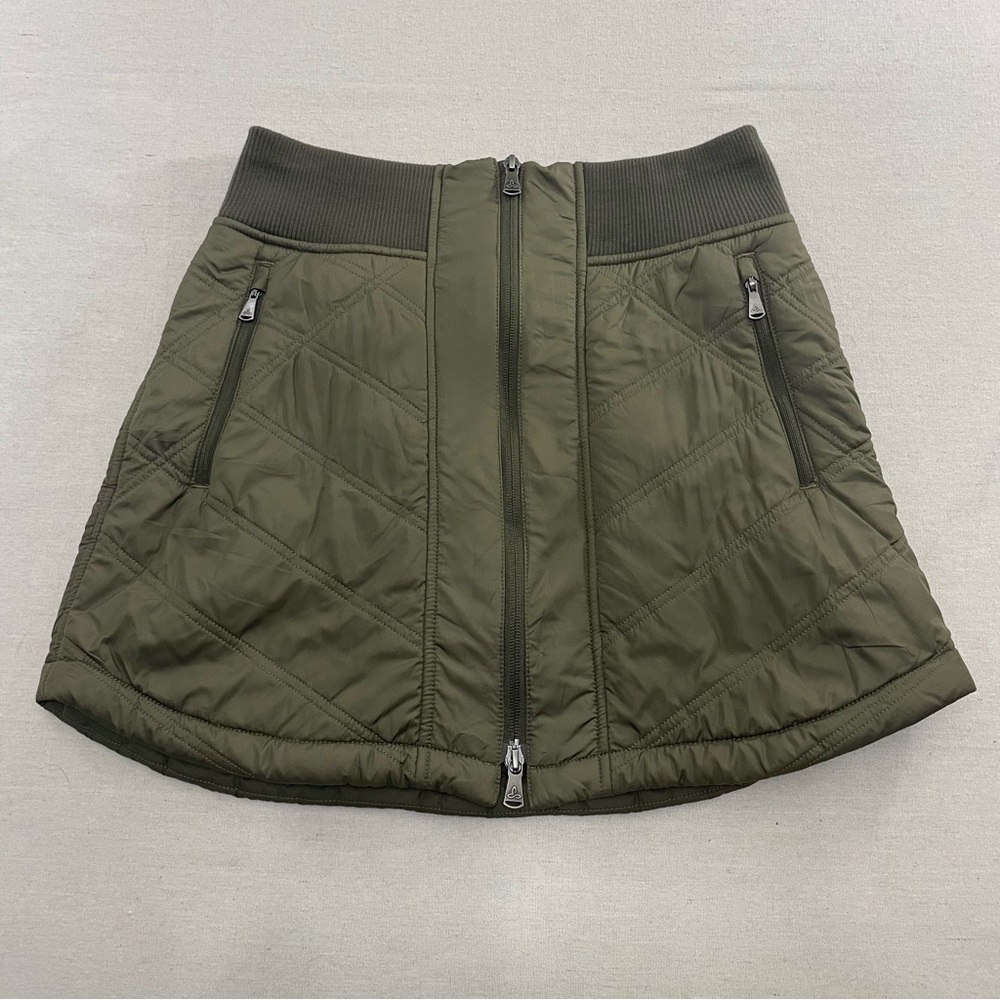 Prana Elsa Quilted Skirt Womens Small Green Sherpa Lined Warm Puffer Zip Front
